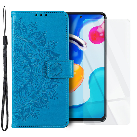 Чехол Wallet до Xiaomi Redmi Note 11/11S, Mandala, Blue