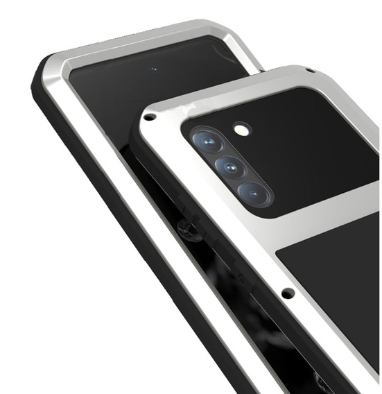 Чехол Love Mei до Samsung Galaxy S21 FE, armored with glass, серебряный