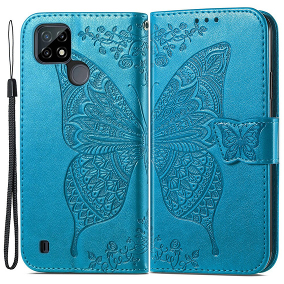 Откидной чехол для Realme C21, Butterfly, синий