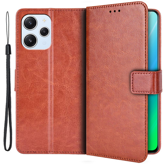 Откидной чехол для Xiaomi Redmi 12, Crazy Horse Wallet, коричневый
