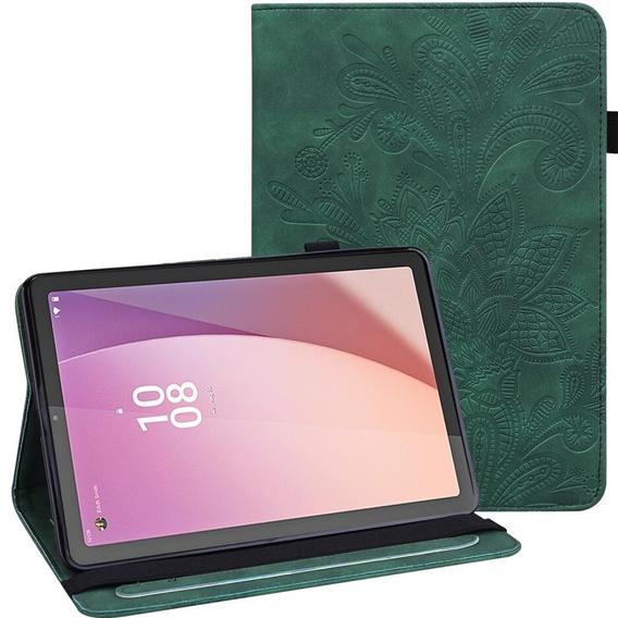 чехол-крышка для Lenovo Tab M9, flower, зелёный