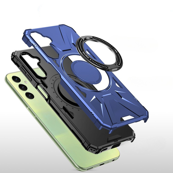 Чехол для Samsung Galaxy A54 5G, бронированный с подставкой и ручкой-планшетом, темно-синий