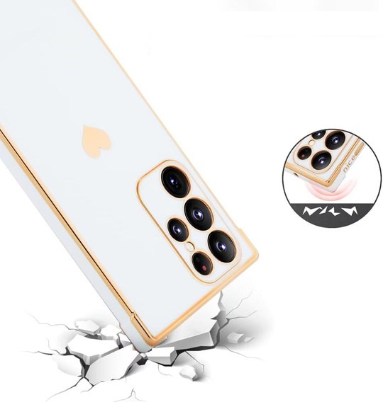 Чехол для Samsung Galaxy S23 Ultra, Electro heart, белый + полное клеевое керамическое стекло