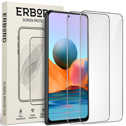 2x Загартоване скло для Xiaomi Redmi Note 10 Pro/10 Pro Max, ERBORD 9H Hard Glass на екрані