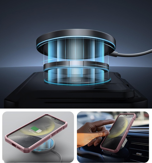 Бронированный чехол для Samsung Galaxy S25+ Plus, Dexnor CamProtect MagSafe, розовый (Две рамки)