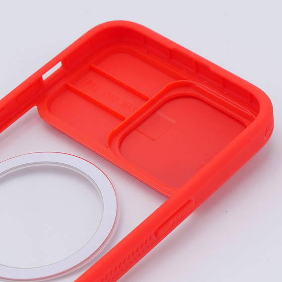 Чехол до iPhone 15 Pro Max, Slide Camera Magsafe, красный