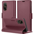 Чехол для Realme C67 4G, ERBORD Glossy Litchi, кошелек с клапаном, красный