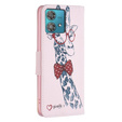 Откидной чехол для Motorola Edge 40 Neo, Wallet, giraffe, розовый