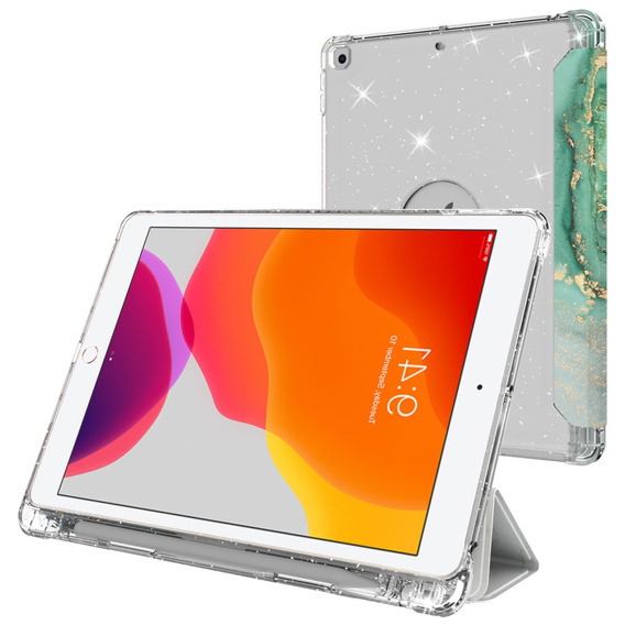 Чохол для iPad 10.2 2019/2020/2021, Smartcase Hybrid, з місцем для стилуса, Marble зелений