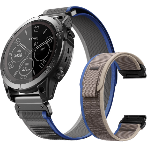 Нейлоновий ремінець до Garmin Fenix 22mm, Grey / Blue