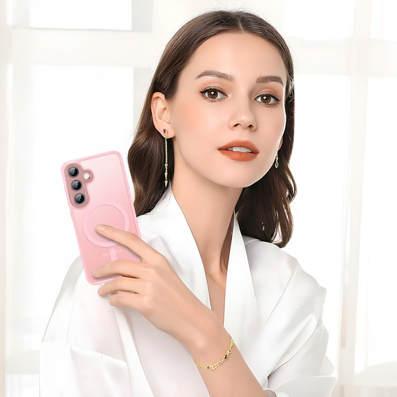 Чехол для Samsung Galaxy S25+ Plus, для MagSafe, ERBORD Matt Case, розовый + стекло для экрана