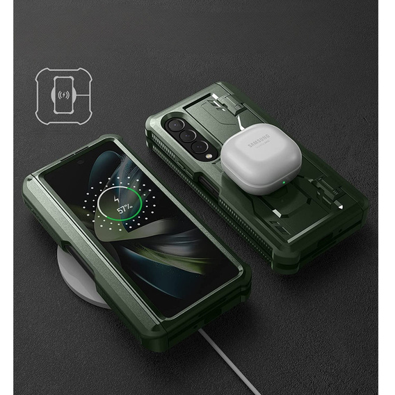 Броньований чохол для Samsung Galaxy Z Fold 4 5G, Dexnor Full Body S-Pen Slot, зелений