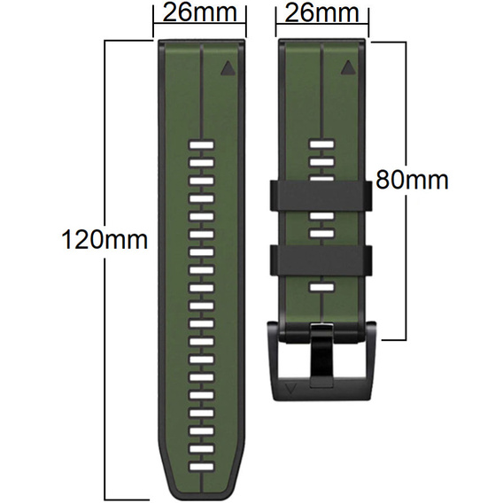 Силіконовий ремінець для Garmin Fenix 26mm, Army Green