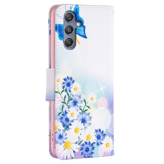 Чохол-книжка для Samsung Galaxy M34, Wallet, butterfly & flowers, білий