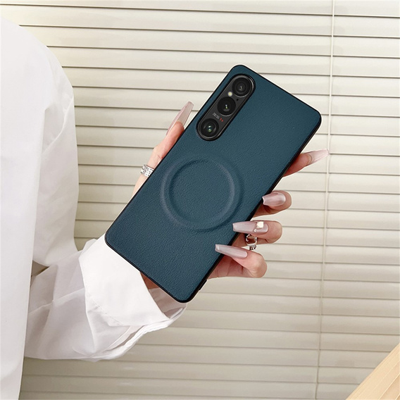 Чехол до Sony Xperia 1 VI, Leather Hybrid MagSafe, зелёный