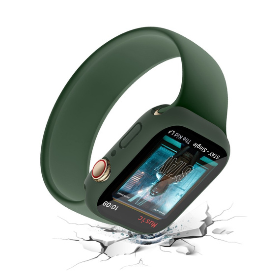 2в1 чехол и защитное стекло для часов Apple Watch 7/8/9 45mm, Green