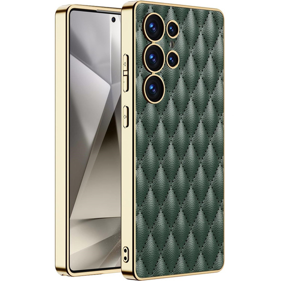 Чохол для Samsung Galaxy S25 Ultra, Leather Rhombus, зелений