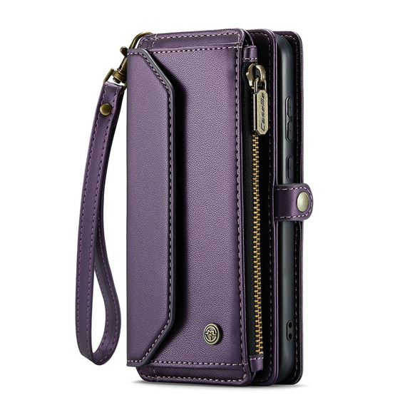 Чехол CASEME для Samsung Galaxy A55 5G, RFID Leather Wallet, с плечевым ремнем, фиолетовый