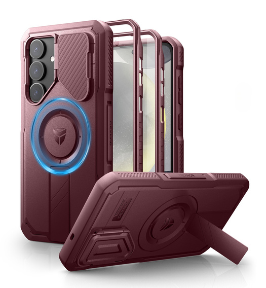 Броньований чохол для Samsung Galaxy S25+ Plus, Dexnor CamProtect MagSafe, червоний (Дві рамки)