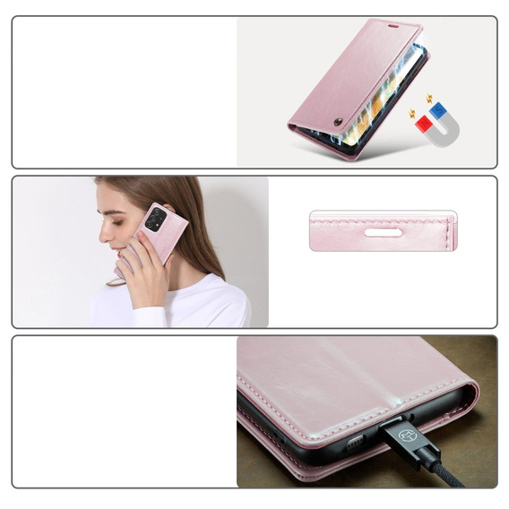 Флип-кейс CASEME для Samsung Galaxy A33 5G, Waxy Textured, розовый