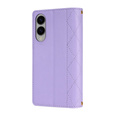Чохол-сумка для Samsung Galaxy S25 Edge, Rhombus Crossbody Leather, фіолетовий