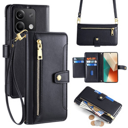 Откидной чехол для Xiaomi Redmi Note 13 5G, Wallet Zipper Pocket, чёрный