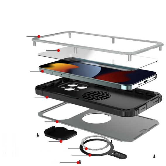 Чохол для iPhone 15 Pro Max, DefenderMag, сріблястий