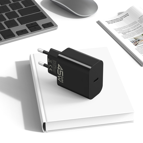 Сетевое зарядное устройство Blavec GaN4 45 Вт USB-C PD/QC с USB-C - Кабель USB-C для устройств с USB-C: смартфонов, планшетов и легких ноутбуков