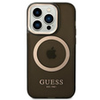 Чoхол GUESS до iPhone 14 Pro Max, Gold Outline Translucent MagSafe, чорний