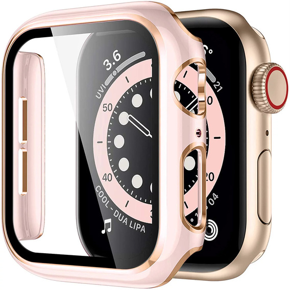 2в1 чохол та захисне скло для годинника Apple Watch 7/8 45mm - Pink / Gold