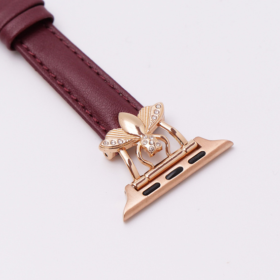 Шкіряний ремінець для Apple Watch 1/2/3/4/5/6/7/8/SE/Ultra 42/44/45/49 мм, бордовий