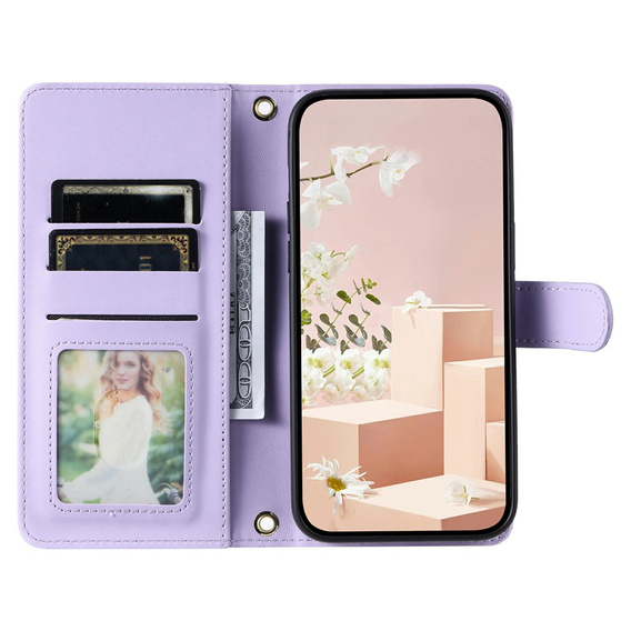 чехол-крышка для Samsung Galaxy S25 FE, Rhombus Crossbody Leather, фиолетовый