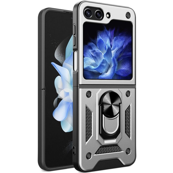 Бронированный Чехол до Samsung Galaxy Z Flip5 5G, Nox Case Ring, серебряный