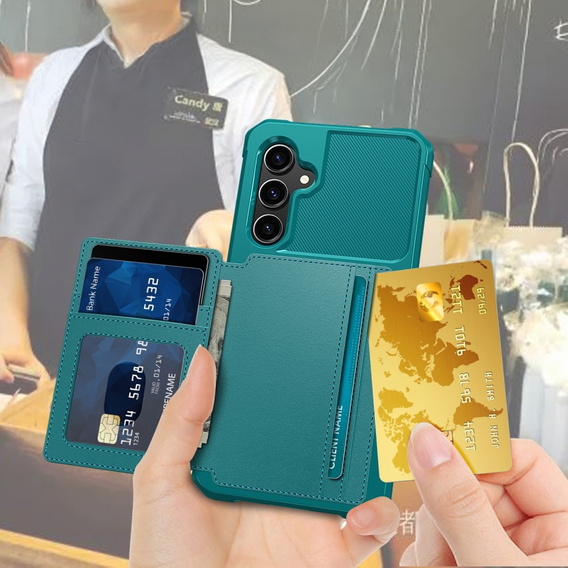 Чехол для Samsung Galaxy S23 FE, Card Holder Kickstand, зелёный