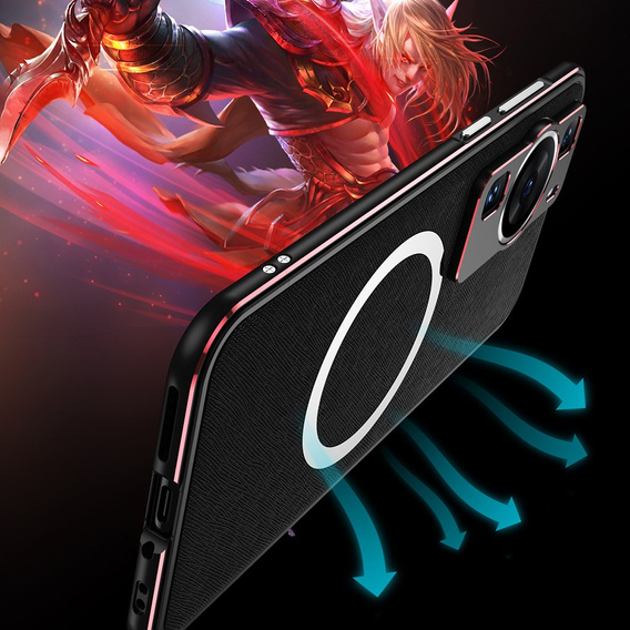 Чехол для Huawei P60 / P60 Pro магнитный металлический Magsafe, черный / красный