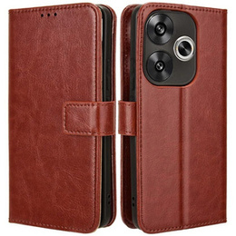 Откидной чехол для Xiaomi Poco F6, Crazy Horse Wallet, коричневый