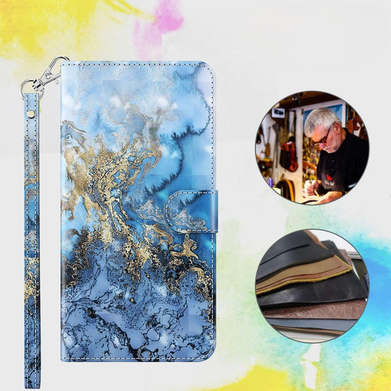Откидной чехол для Samsung Galaxy A14 4G/5G, Wallet Marble, синий