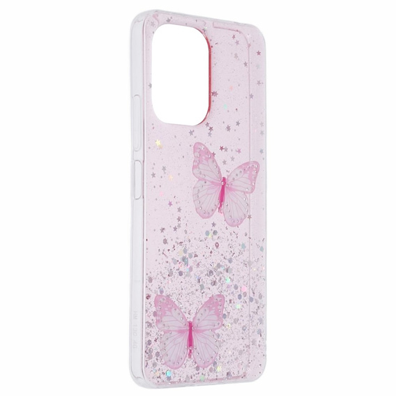 Чехол для Xiaomi Redmi 13C / Poco C65, Glitter Butterfly, розовый