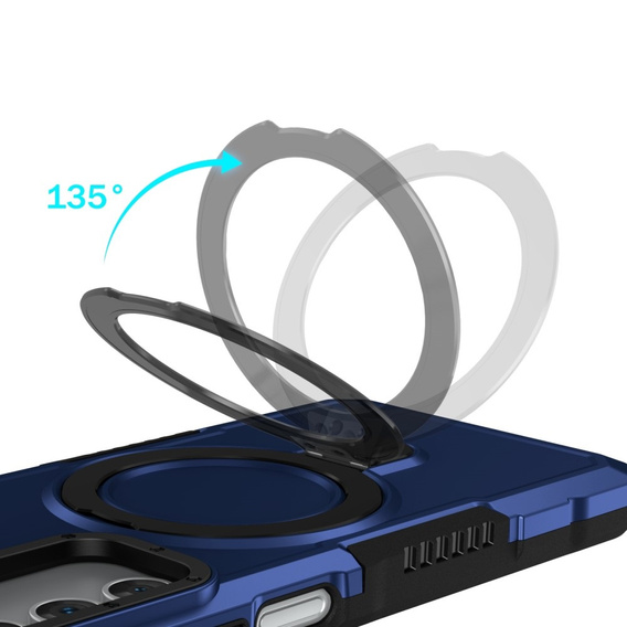 Чехол до Samsung Galaxy A15 5G, Kickstand Ring, чёрный + стекло 9H