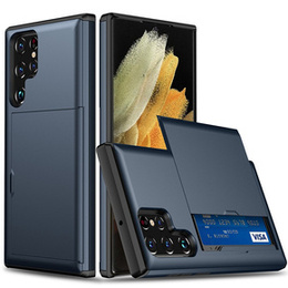 Чехол до Samsung Galaxy S22 Ultra, Sliding Card Holder, темно-синий