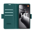 Чохол для Xiaomi 14T Pro, ERBORD Glossy Litchi, гаманець з клапаном, зелений