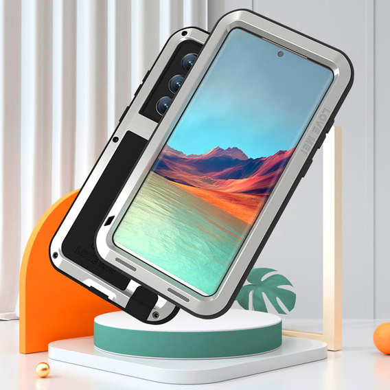 Чoхол Love Mei до Samsung Galaxy S22 Ultra, armored without glass, сріблястий