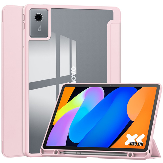 Чохол для Lenovo Idea Tab 11" 2025 TB336FU TB336ZU, з прозорою спинкою та тримачем для стилуса, рожевий
