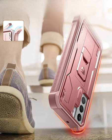 Бронированный чехол для Samsung Galaxy S22, Dexnor Full Body, розовый rose gold