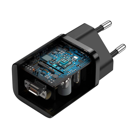 Мережевий зарядний пристрій Baseus Super Si PD 25 Вт USB-C + кабель USB-C, чорний