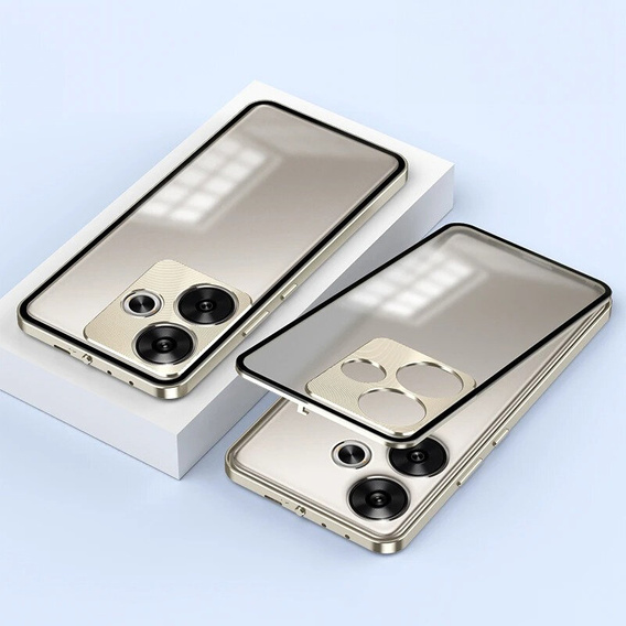 Чехол для Xiaomi Poco F6, Frame Case, золотой