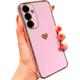 Чехол для Samsung Galaxy A25 5G, Electro heart, фиолетовый + полное клеевое керамическое стекло