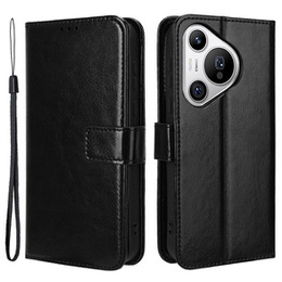 Откидной чехол для Huawei Pura 70, Crazy Horse Wallet, чёрный