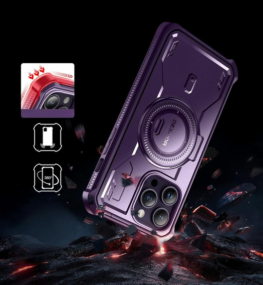 Броньований чохол для iPhone 14 Pro Max, Dexnor Full Body for MagSafe, фіолетовий