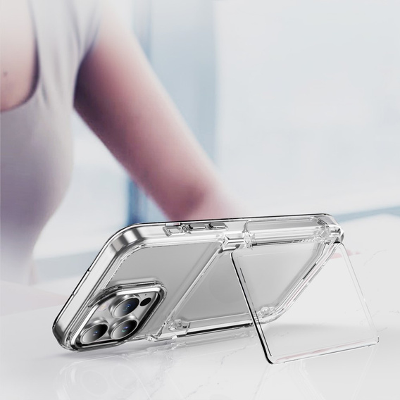Чехол для iPhone 16 Pro, Card Holder Kickstand, прозрачный